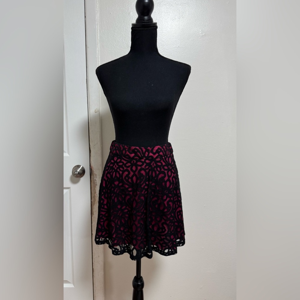 Elegant Black and Pink Lace Skirt